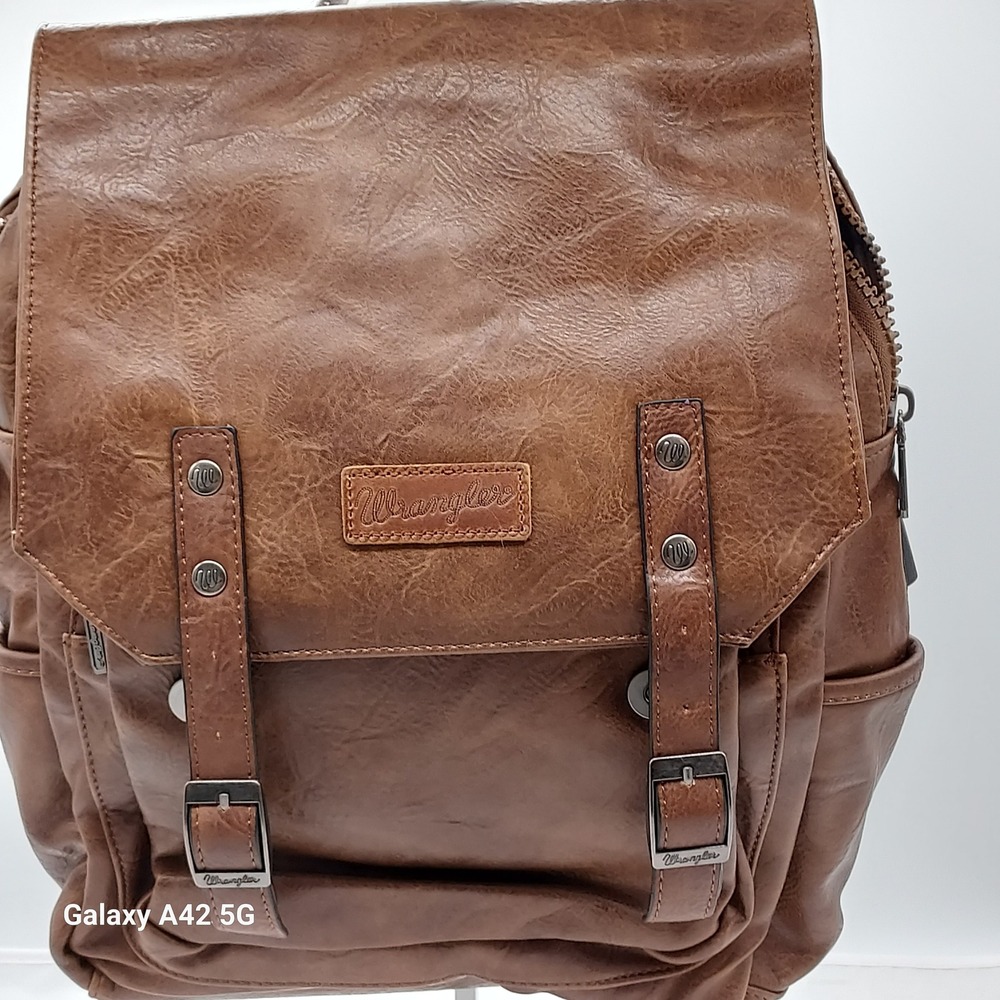 Montana West x Wrangler Brown Faux Leather USB Charging Backpack WG98-043DBR